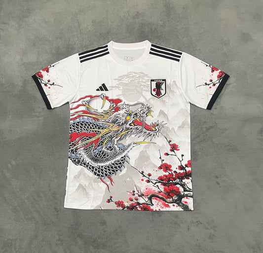 Japan White&Gray Dragon Football Shirt