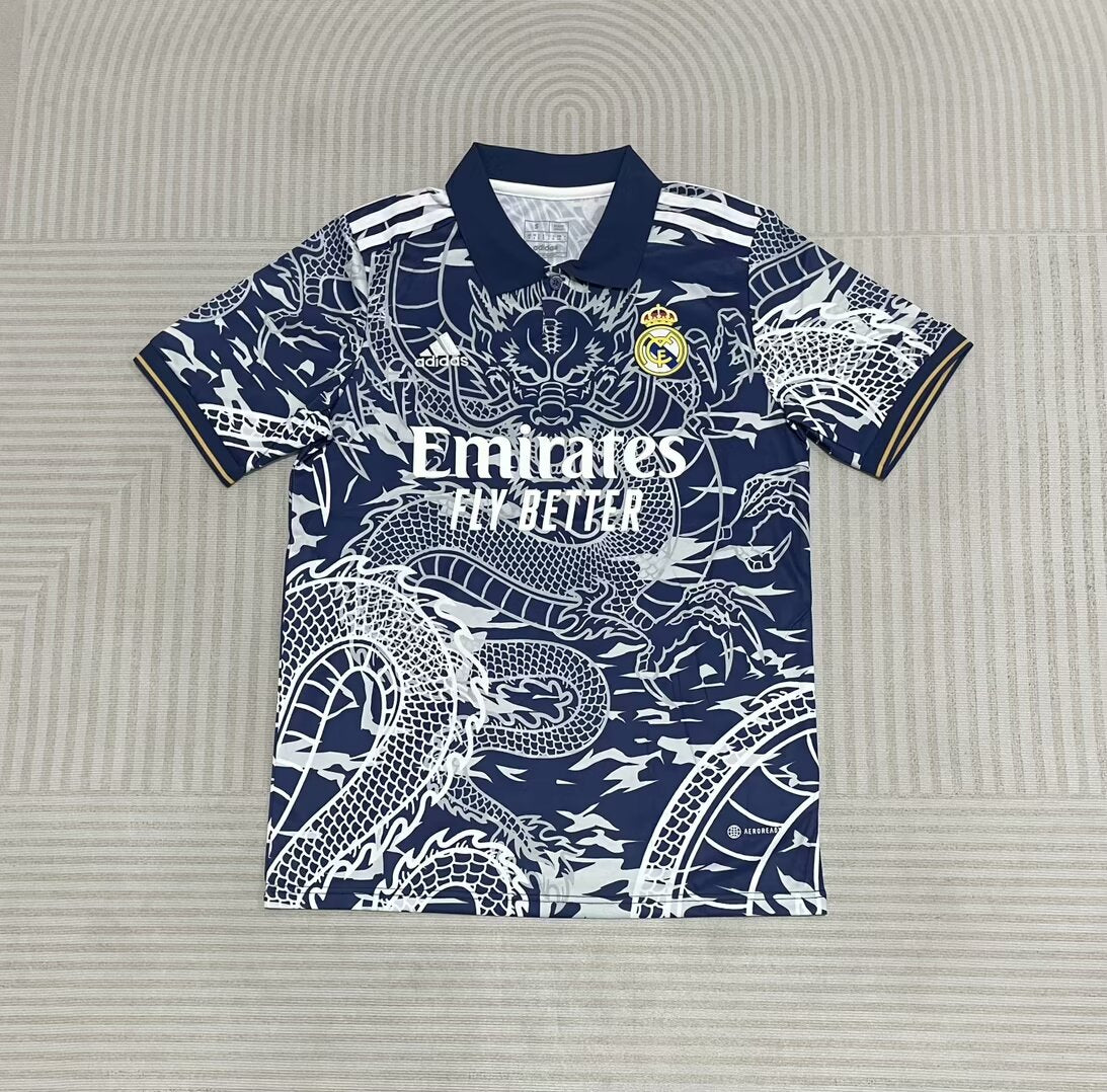 Real Madrid Blue Polo Football Shirt